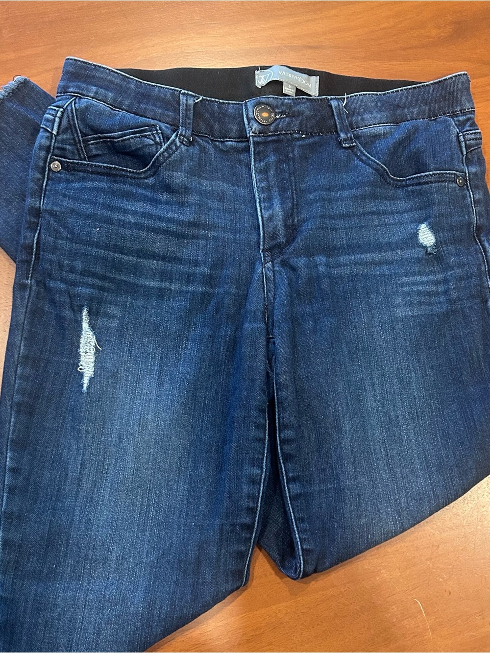 Wit & Wisdom Dark Blue Straight Leg Jeans with Raw Hem
